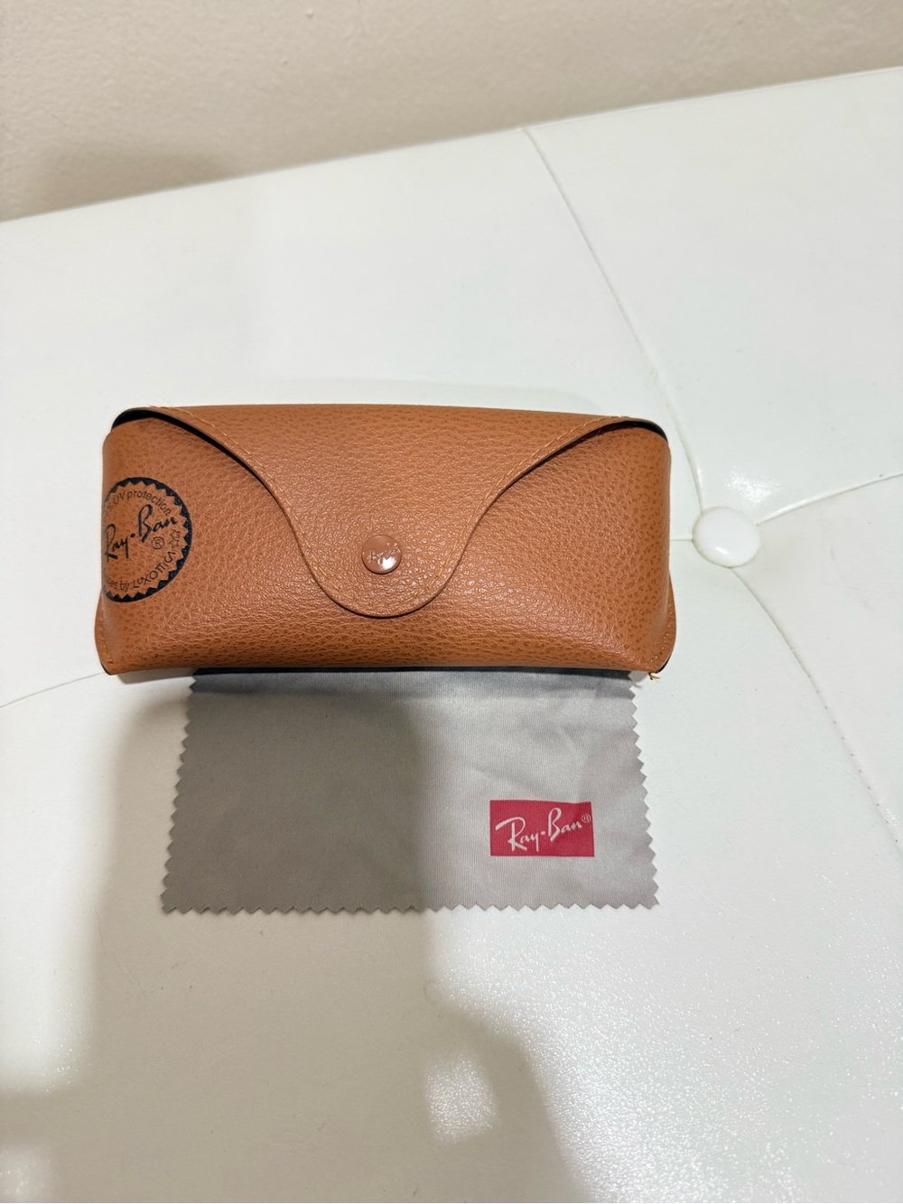 Ray-Ban Brown/Tan Pebbled Leather Sunglasses Case ONLY